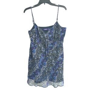 MEXX Navy Blue Paisley Lined Y2K Babydoll Tank Top Women's Size UK 16, US 12